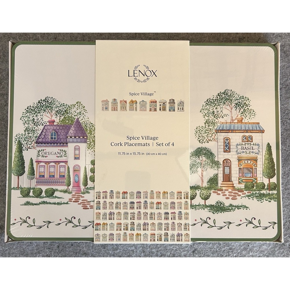 NEW Lenox Spice Village Cork Placemat Set of 4 NIB 12"x16" HTF Hard To Find